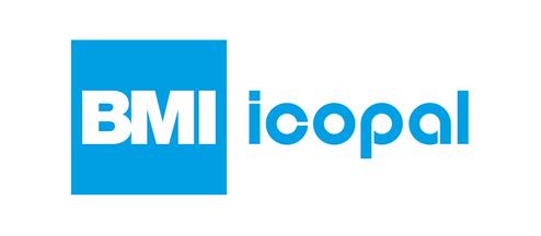 Logo von BMI Icopal in blau mit den Worten "BMI" und "icopal" in einem klaren, modernen Schriftstil.