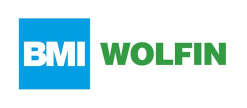 Logo der Marken BMI und Wolfin in Blau und Grün, mit dem Namen BMI links und Wolfin rechts.